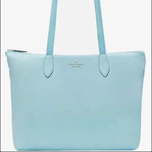 Kate Spade Mel Nylon PACKABLE Tote Aqua Pool Blue - Picture 3 of 12